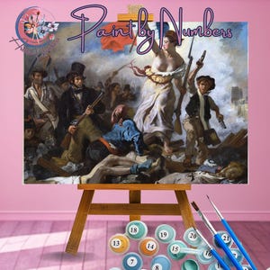 Eugene Delacroix, La libertà che guida il popolo, Kit di pittura con i numeri, Dipinto famoso, Kit fai da te di pittura con i numeri, Colora con i numeri per adulti
