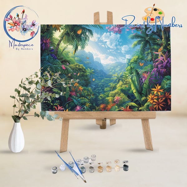 Jungle Landscape Painting Kit, Diy Painting By Numbers Kit, Paint By Number, Color By Number For Adults