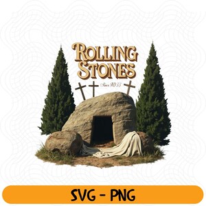 Rolling Stones Easter PNG, He Is Risen Design, Christian Funny Shirt, Resurrection Clipart,Faith Based PNG, Retro Religious Digital Download
