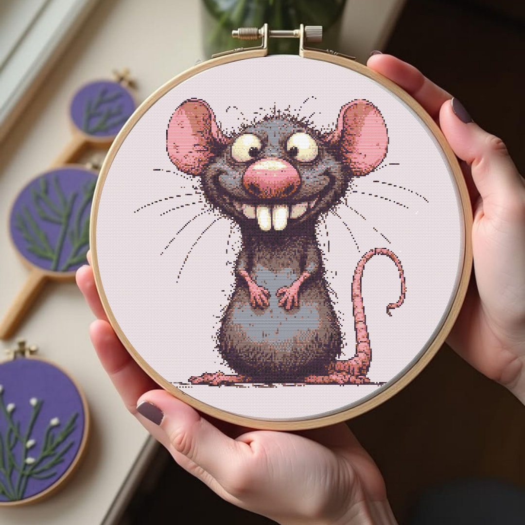 Funny Rat Cross Stitch Pattern,cartoon Mouse Embroidery Design ...