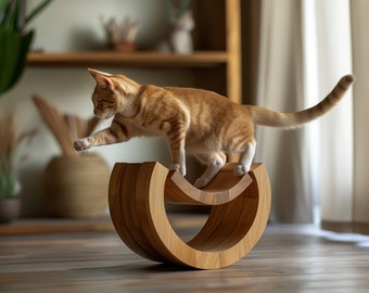 Cat balancing toy - quality wood furniture