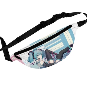Hatsune Miku Art Print Fanny Pack, Anime Waist Bag, Vocaloid Hip Pouch, Cosplay Belt Pack, Music Festival Bum Bag