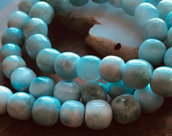 Larimar precious stone pearl of natural square shape origin Dominican Republic 5x6 MM