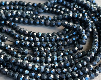 Black Spinel beads 4mm faceted rondelles gemstones AA