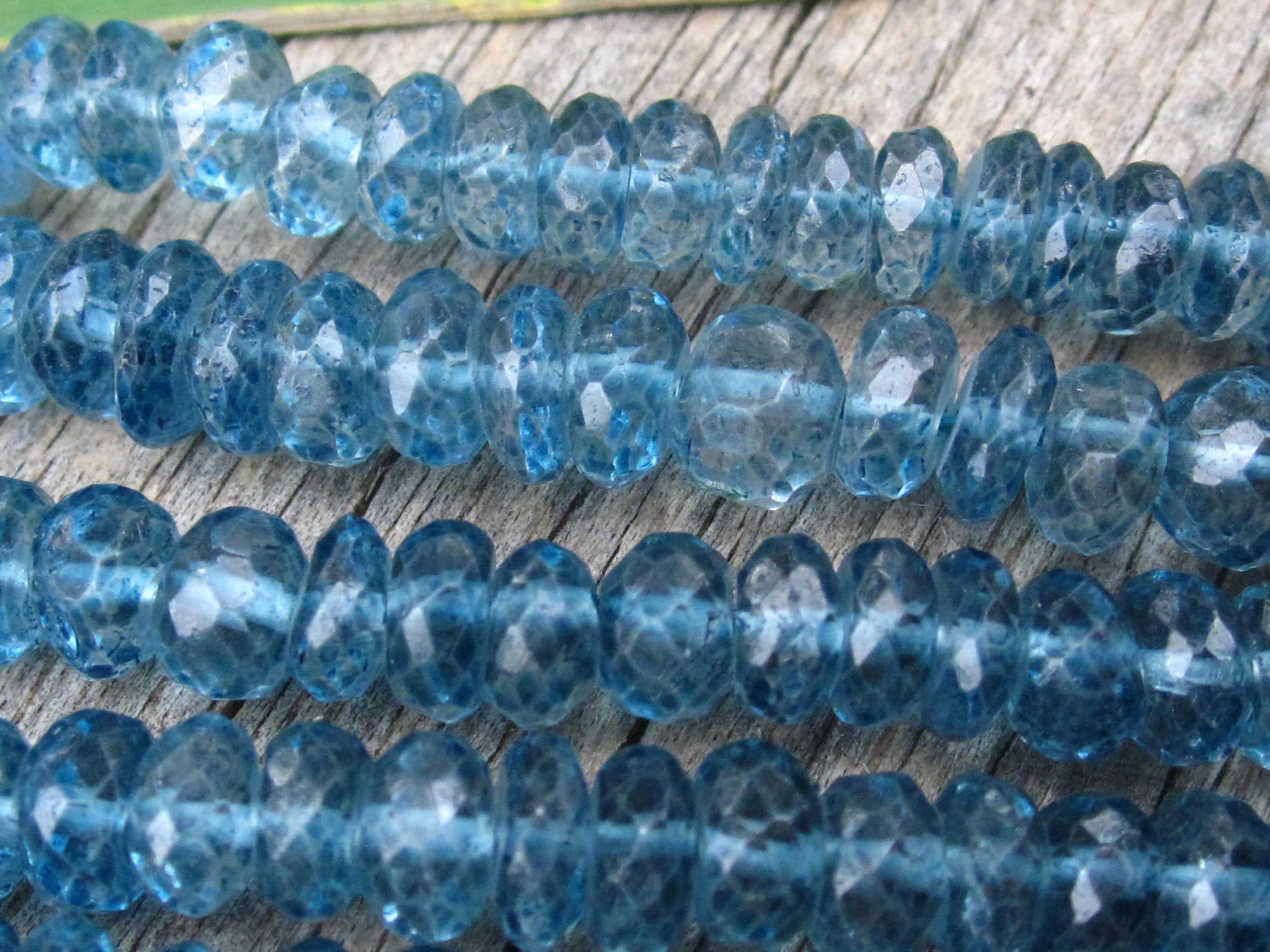 London Blue Topaz beads faceted rondelles 6mm X 3mm genuine
