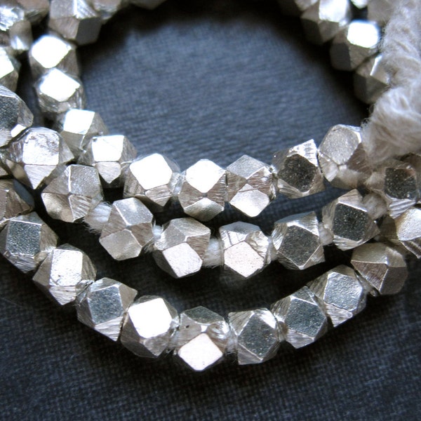 3mm Solid Sterling Silver heavy Faceted Cube Beads - 8 beads