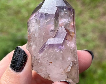 Amethyst crystal with rainbow stone natural gemstone