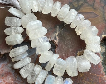 Rainbow Moonstone beads nuggets Faceted Ice Organic 8 inches 11mm X 5mm