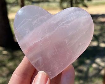 Large Rose Quartz heart polished stone natural AAA crystal genuine