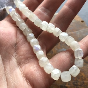 Rainbow Moonstone Faceted Cube Beads Mini Cubes natural gemstone 6mm