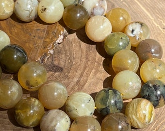 Yellow Opal gemstone beads rounds 12mm full strand natural stones