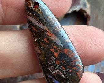 Australian Matrix Boulder opal drilled men's natural gemstone