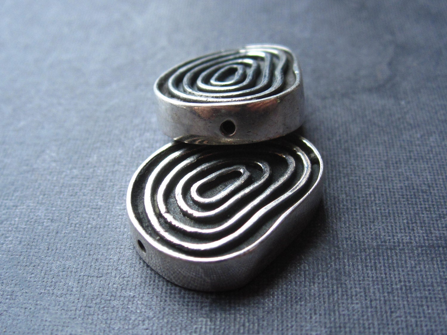 Solid Sterling Silver Spiral Accent Beads - one - drilled