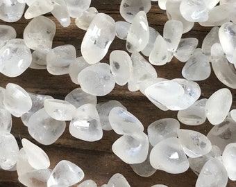 Frosted Quartz beads top drilled briolettes 8 inch strand