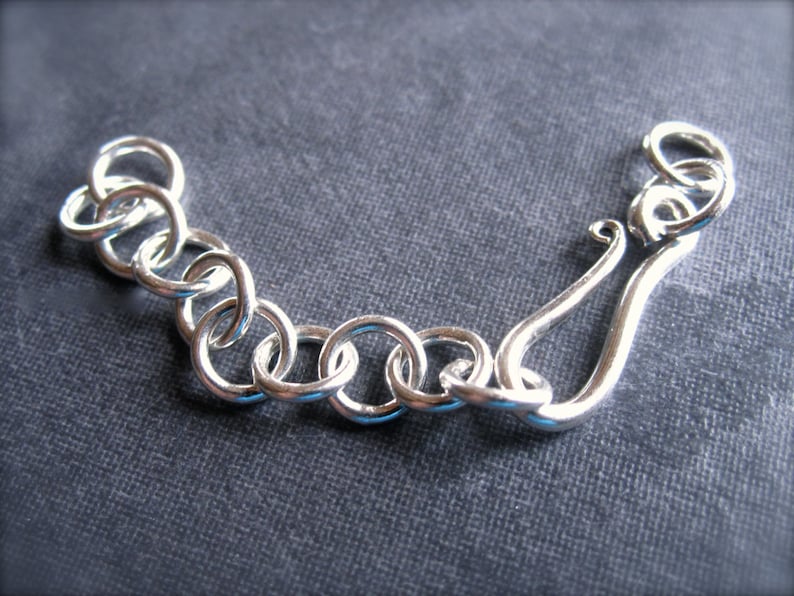 Hook and Eye Adjustable Clasp sterling silver Extended Etsy