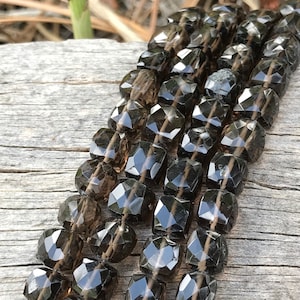 Smoky Quartz beads faceted cubes 7mm full strand Smokey