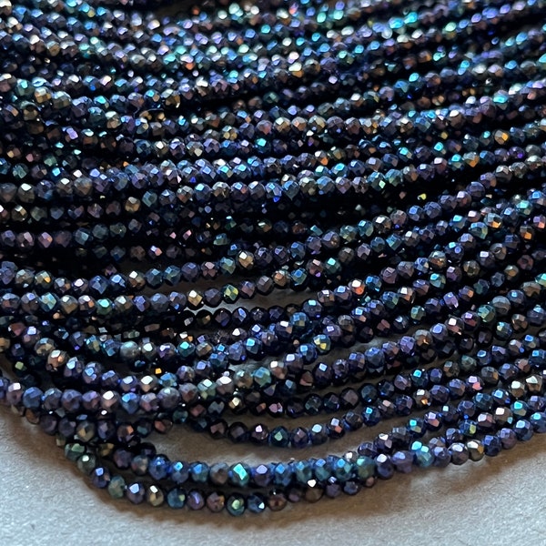 Mystic Blue Black Spinel beads AB 2mm faceted rondelles