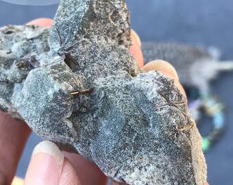 Black Lodolite Crystal Cluster with Astrophyllite Star inclusions