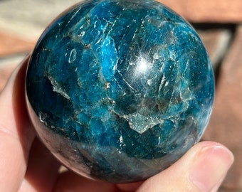 Large Apatite sphere gemstone palmstone natural polished crystal palm stone