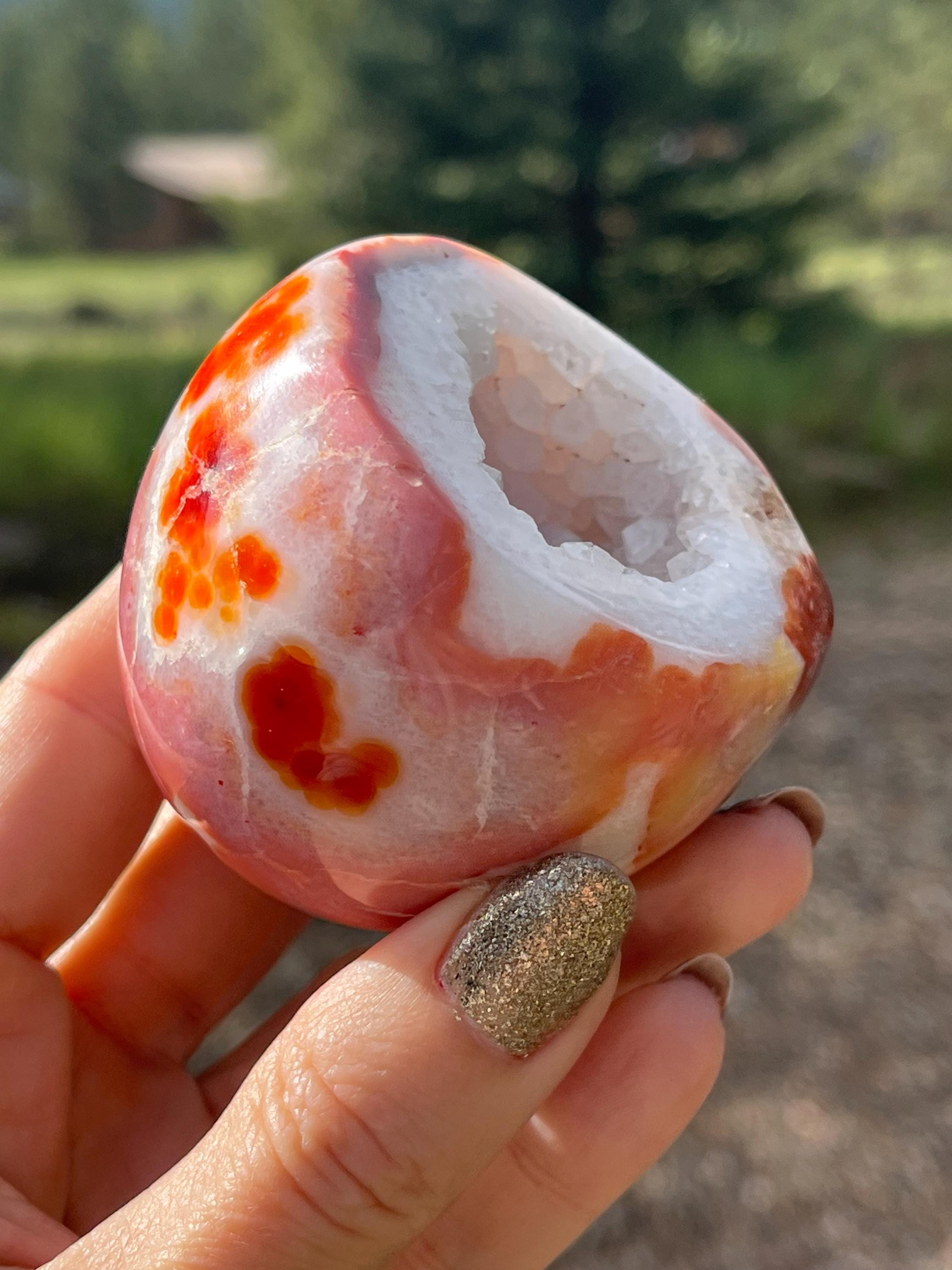 カーネリアンアゲート ドゥルージー ピアス 美しい天然色のアゲート