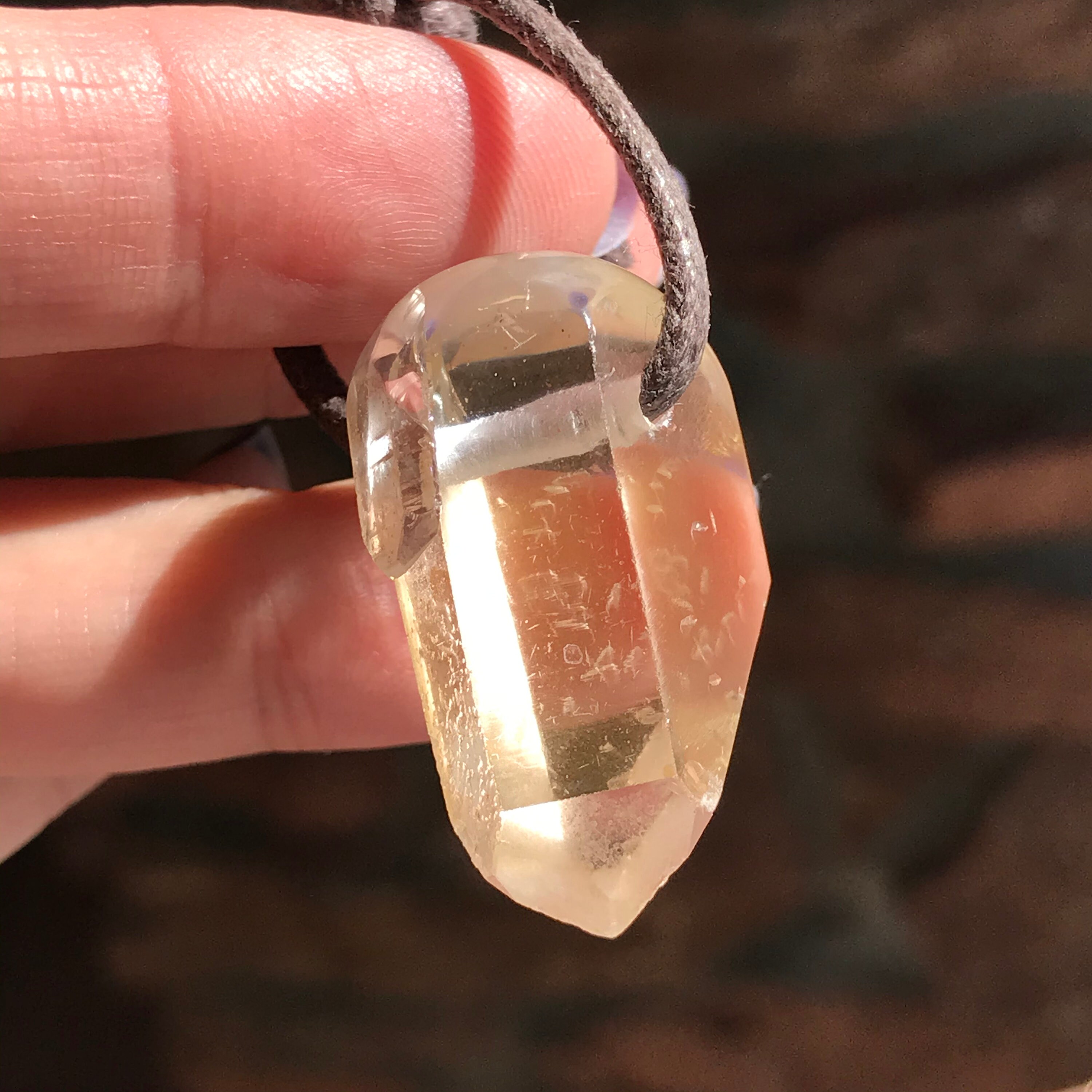 Drilled Gemstone Pendants Golden healer Crystal 2mm drill hole
