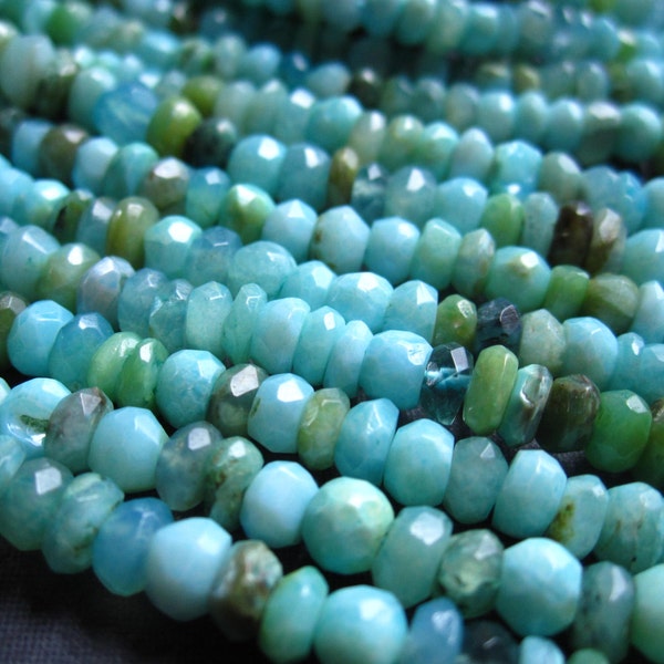 6 1/2 inches of Peruvian Opal faceted rondelles - stone beads - 5mm X 3mm