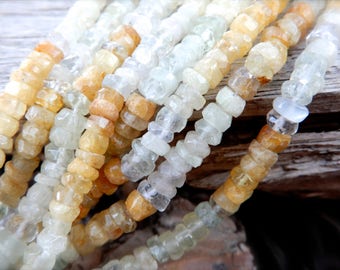 Heliodor beads faceted rondelles 4mm shaded multi colored full strand