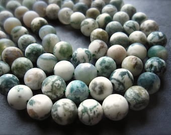 Tree Agate beads Rounds Matte finish 8mm center drilled