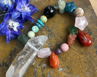 Mixed Lot Semiprecious Gemstones Select Sampler orphan bead strand