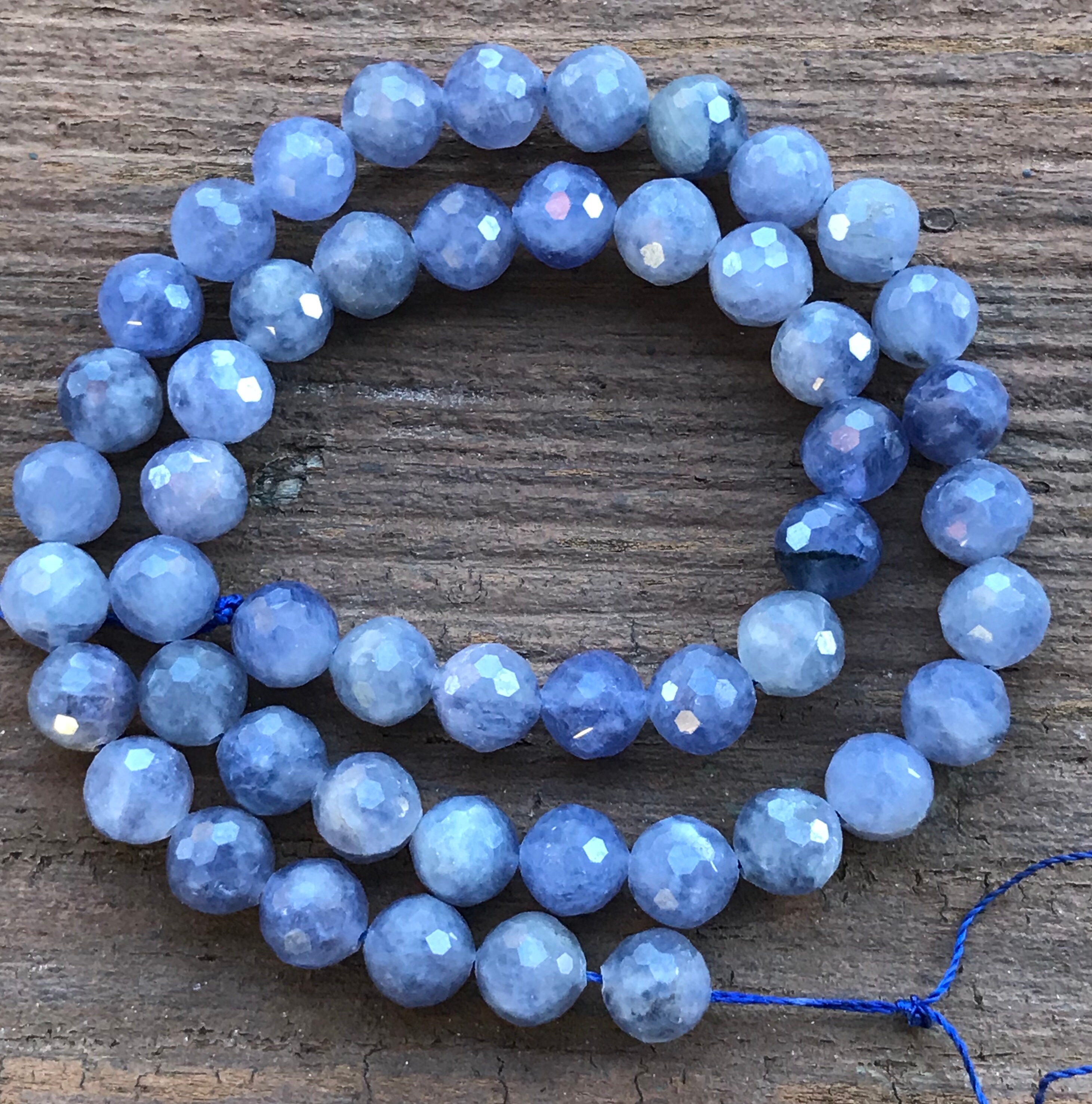 Iolite beads 4 beads 7mm faceted A grade
