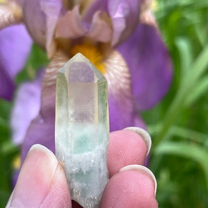 Small Dow Crystal 7 3 7 3 7 3 facets face Celadonite quartz
