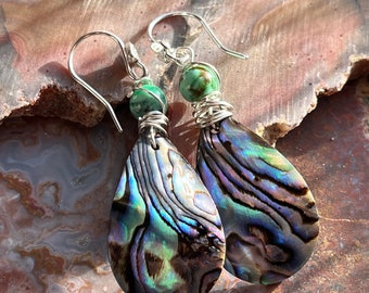 Sterling Silver abalone shell turquoise earrings