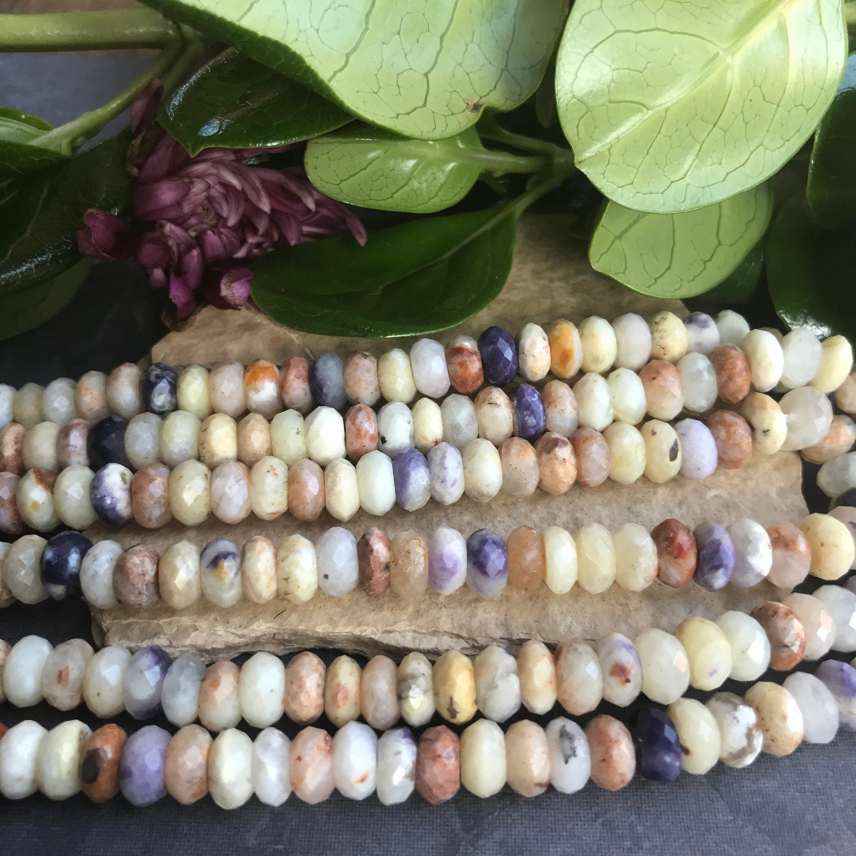 Mexican Purple Opal Matrix faceted gemstones beads 7mm half strand