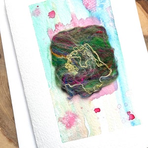 Felted Wool Blank Greeting Card with watercolor accents