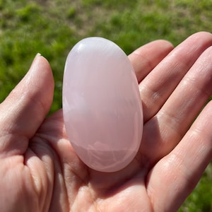 Mangano Calcite pink palm stone polished gemstone