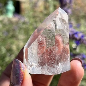 Starbrary Quartz cut base tower self standing crystal point drusy side