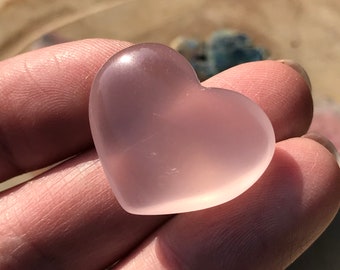 Rose Quartz hearts polished stone natural AAA crystal genuine