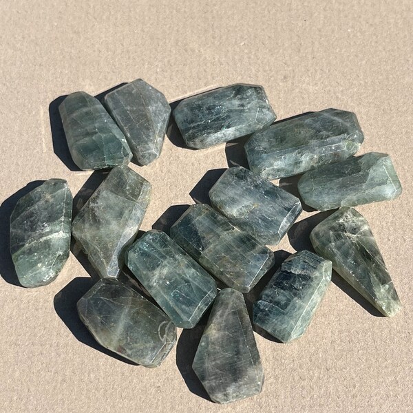 Moss aquamarine only two beads nuggets faceted gemstone beads little bits