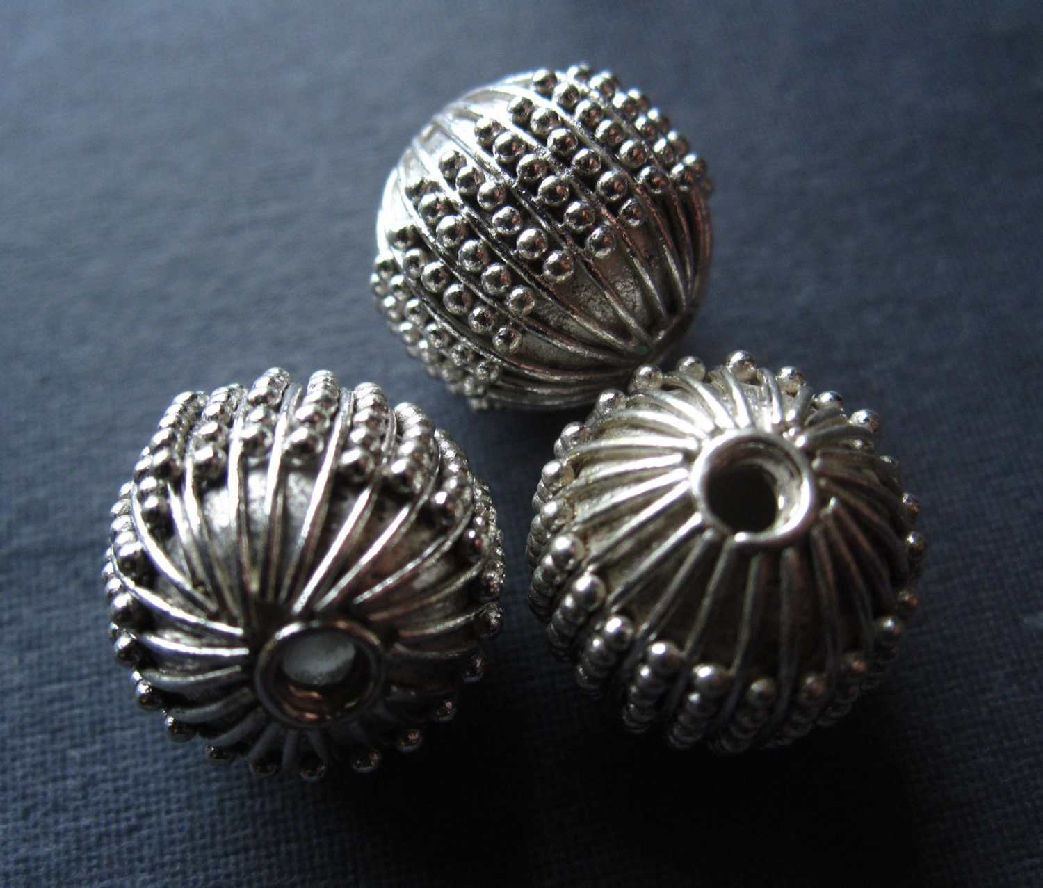 Solid Sterling Silver Accent Beads - one - drilled bright polished