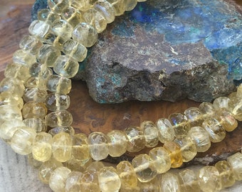 Mystic Yellow Fluorite faceted gemstone rondelles 8mm beads