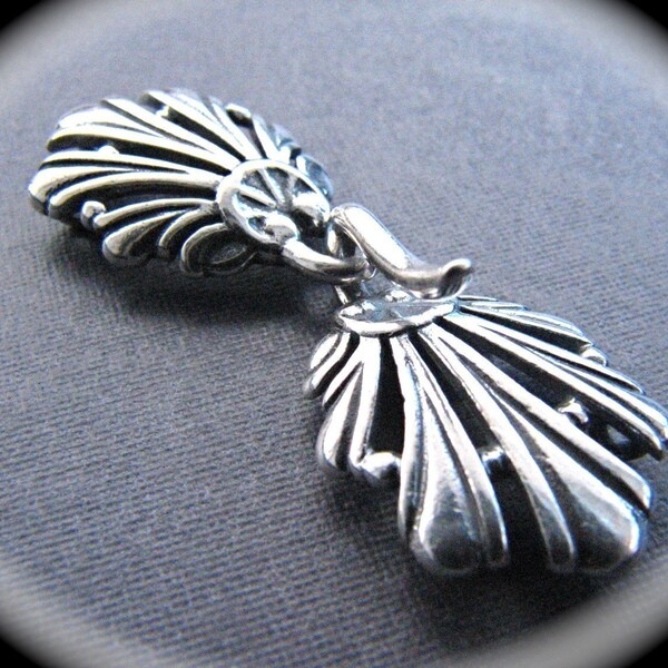 Sterling Silver Clasp ART DECO Multiple strand Connectors  - sterling silver - 3 strand connector Clasp - hook and eye