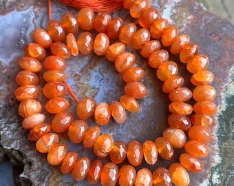 Carnelian rondelles full strand 13 inches gemstone beads 7mm