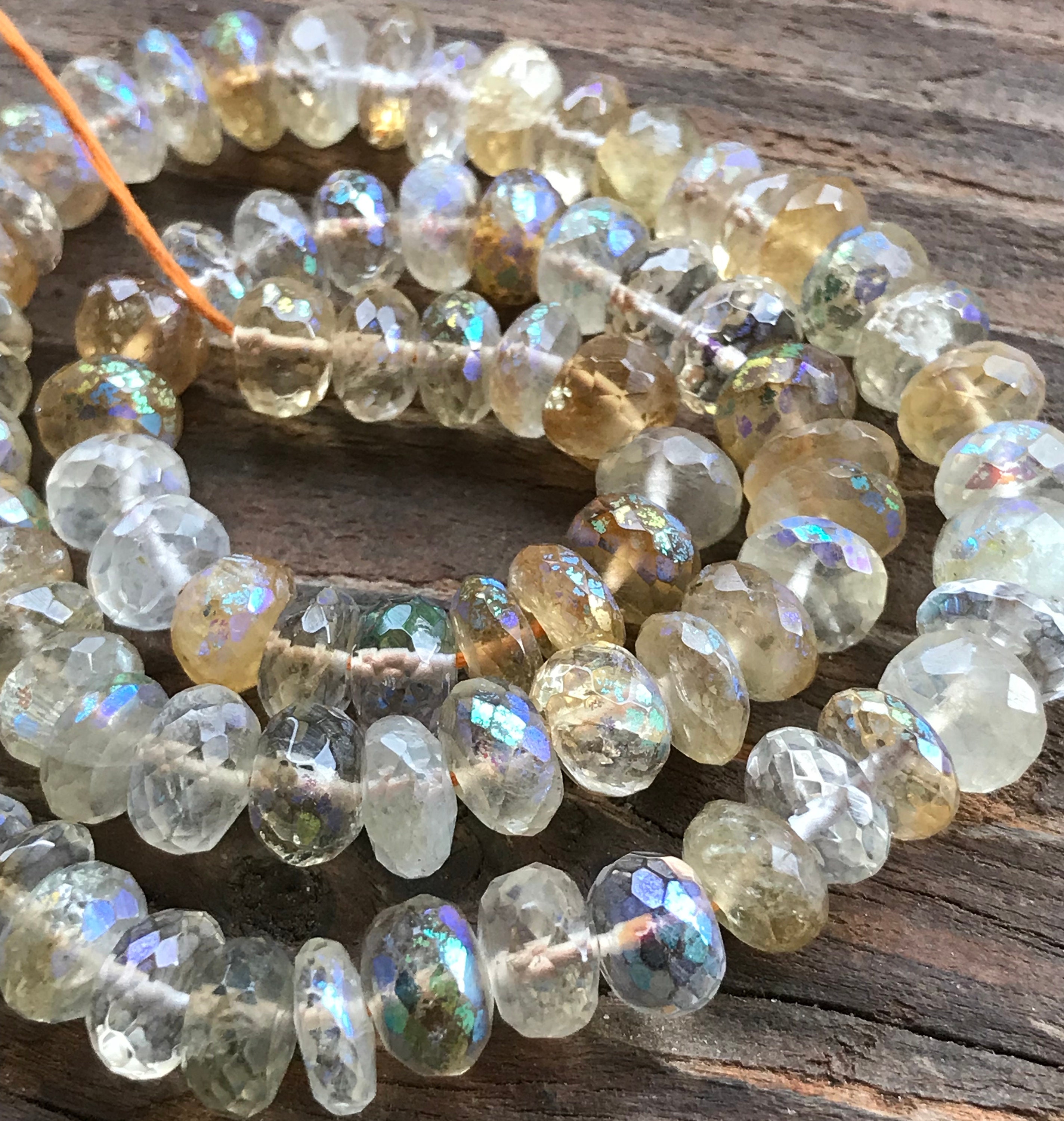 Mystic Citrine beads faceted rondelles 5 beads