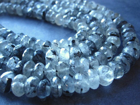 Tourmalinated quartz beads