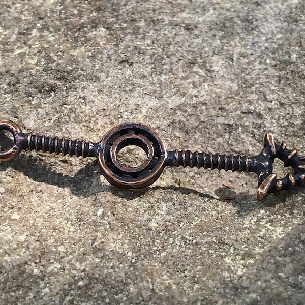 Bronze arrow pendant link charm artisan beads lost wax casting organic