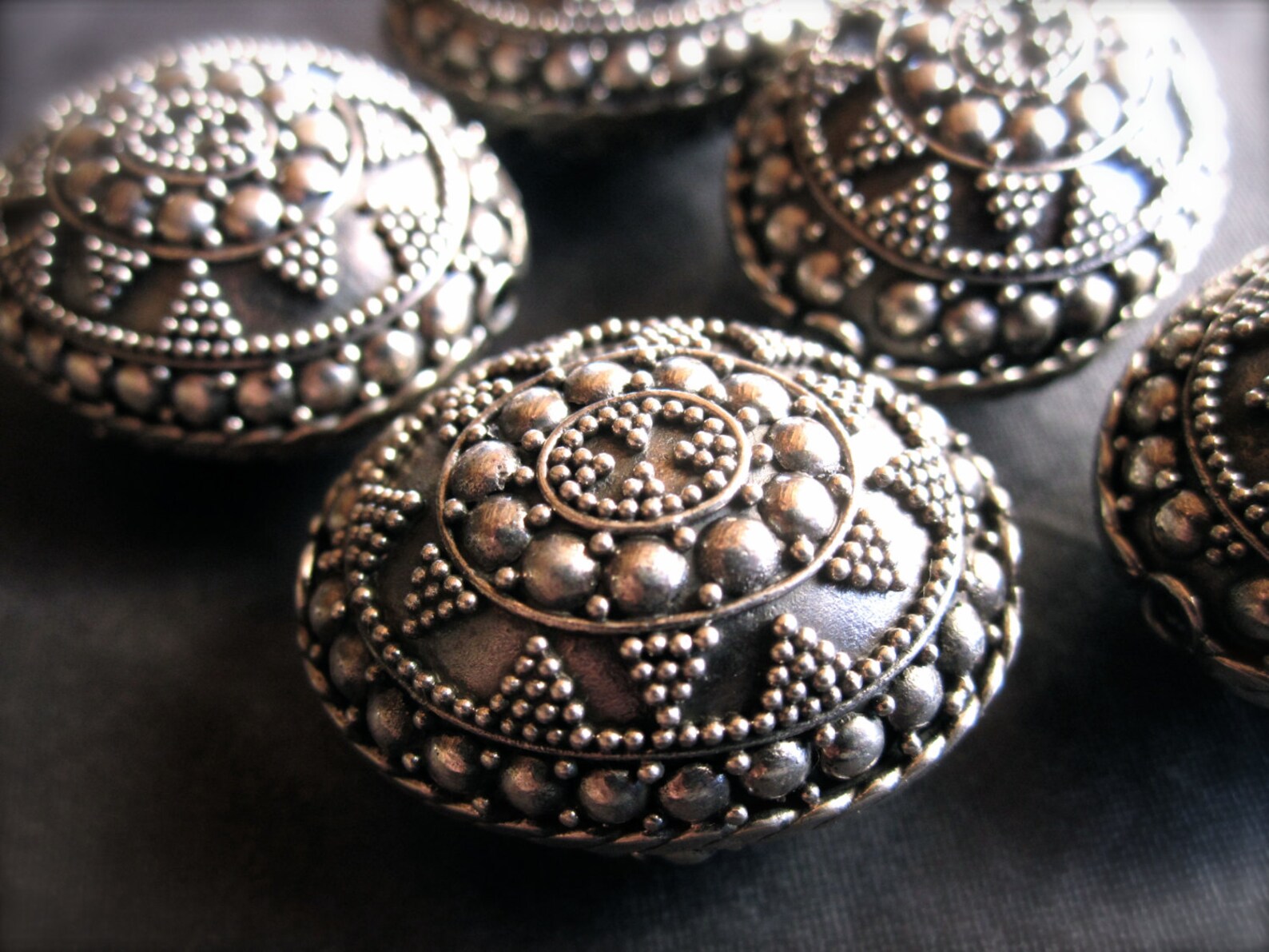 Amazing Bali Sterling Silver Textured large accent focal beads Etsy
