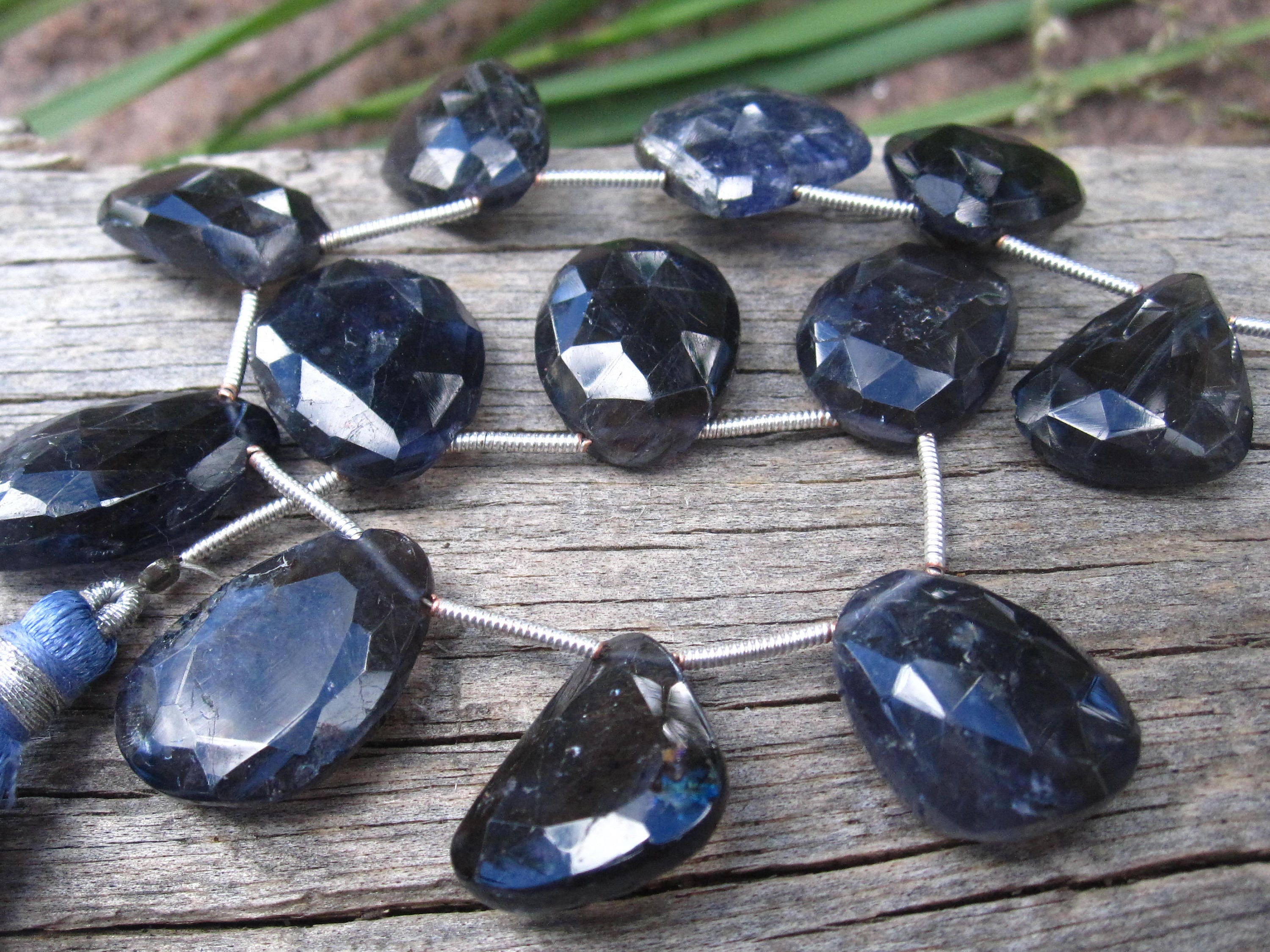 Iolite beads freeform briolettes faceted stone semiprecious gemstone