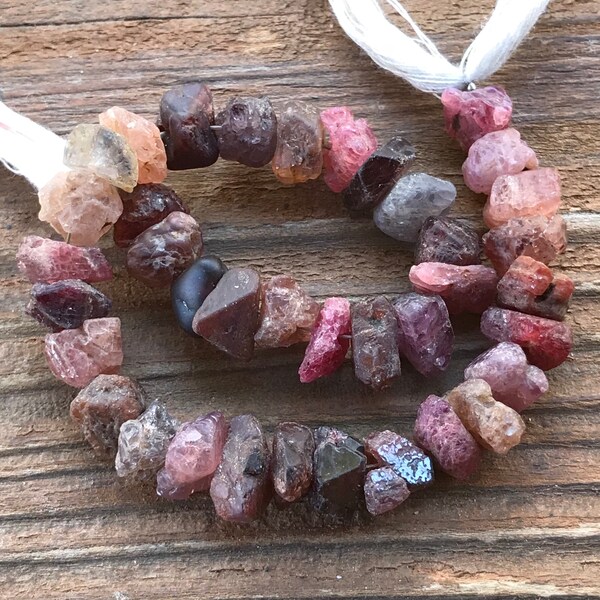 Multi Spinel - Rough Nugget Cut - 8 inches - semiprecious gemstones - organic cut chunky nuggets - average size of 9mm X 6mm
