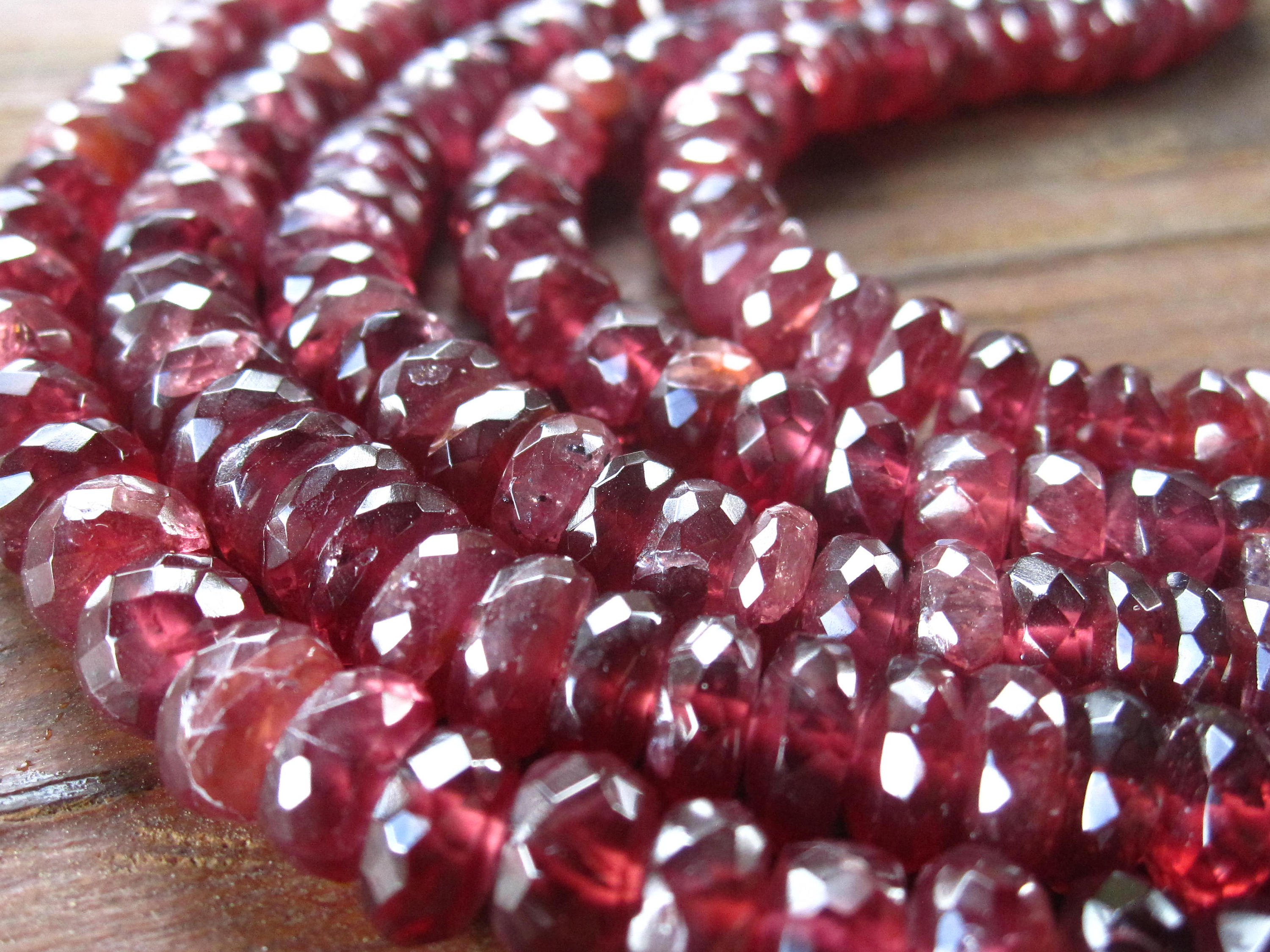 beads Rhodolite natural large faceted rondelles 6 1/2 inch