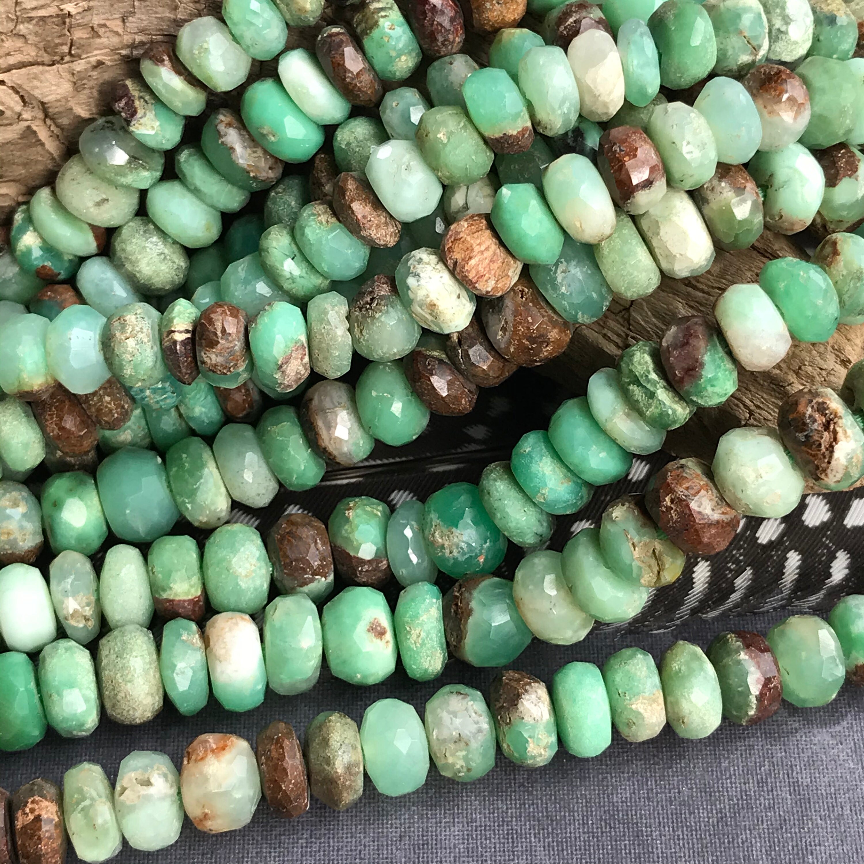 Chrysoprase Beads Gemstone Faceted Rondelles Full Strand 7mm Etsy